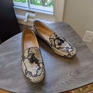 JCrew Loafers in snake skin